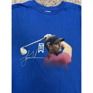 Tiger Woods T-shirt Blue Golf Size L
